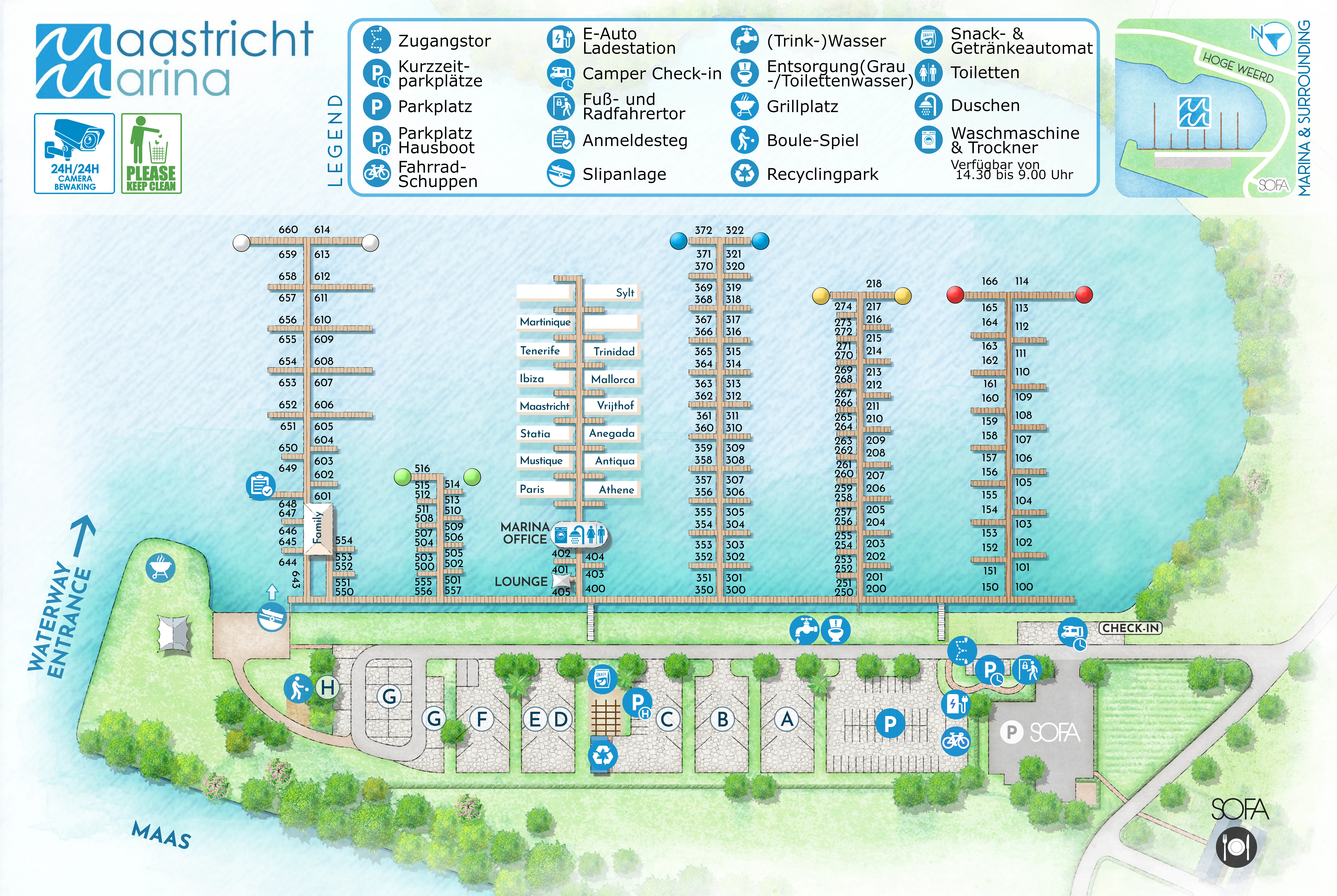 Hafenplan der Maastricht Marina